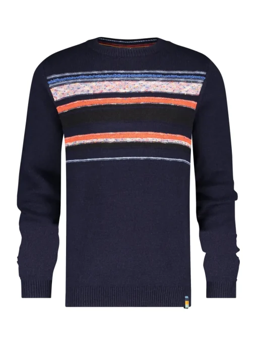 A Fish named Fred ronde hals trui Tailored Fit 29.509 Blauw Best