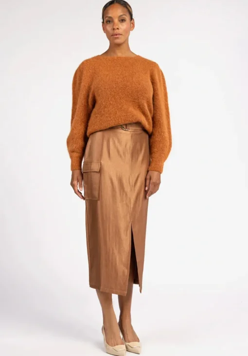 Aaiko midi rok VARYA VIS 545 Camel Outlet