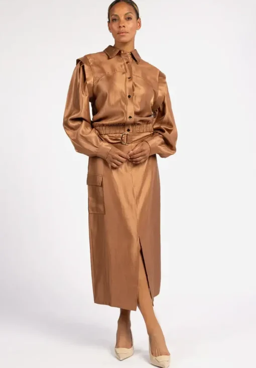 Aaiko midi rok VARYA VIS 545 Camel Outlet