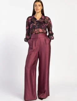 Aaiko pantalons ROCIA TWILL SHINE Wijnrood Clearance