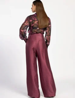 Aaiko pantalons ROCIA TWILL SHINE Wijnrood Clearance
