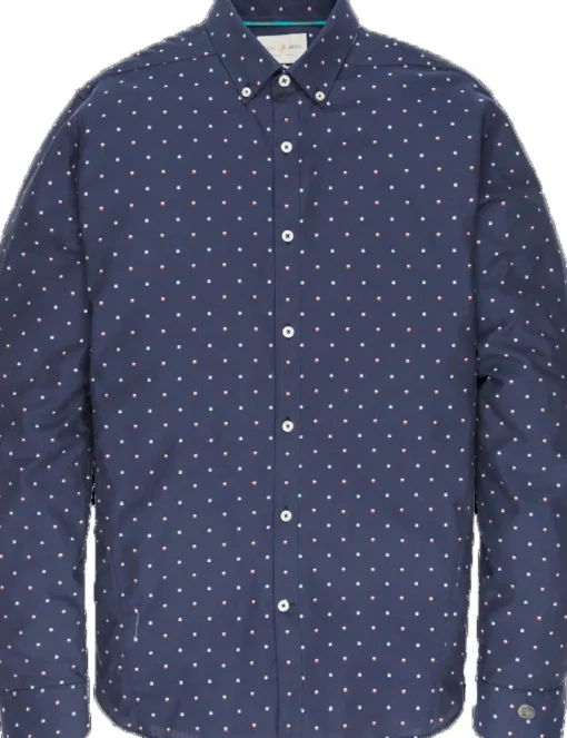 Cast Iron casual overhemd Slim Fit csi196624 Donker Blauw Discount