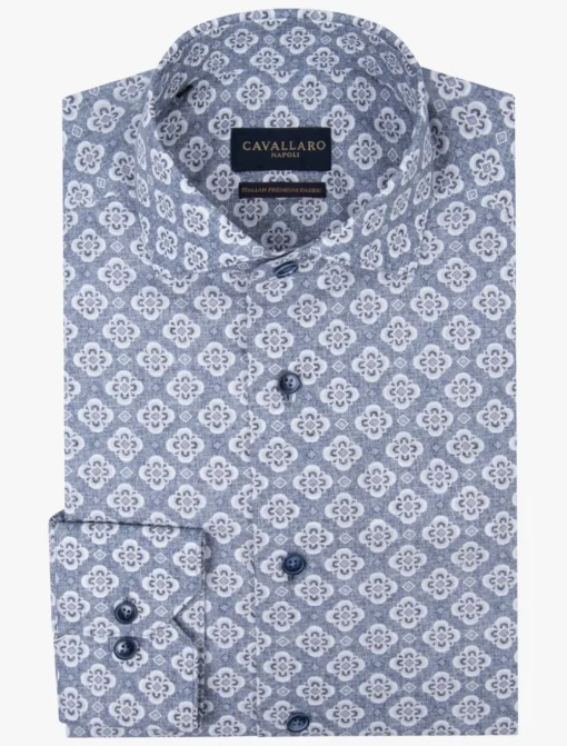 Cavallaro casual overhemd Tailored Fit 110241016 Blauw Best