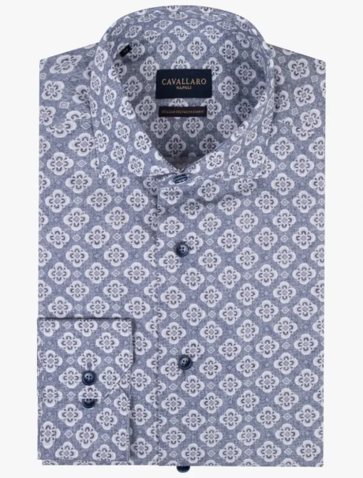Cavallaro casual overhemd Tailored Fit 110241016 Blauw Best