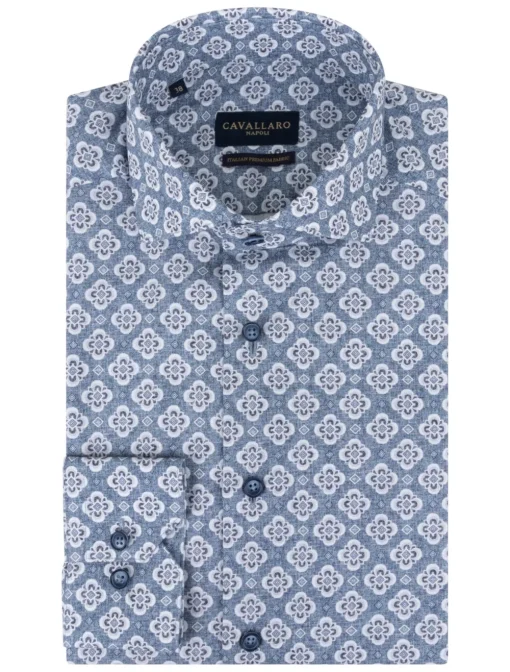 Cavallaro casual overhemd Tailored Fit 110241016 Blauw Best