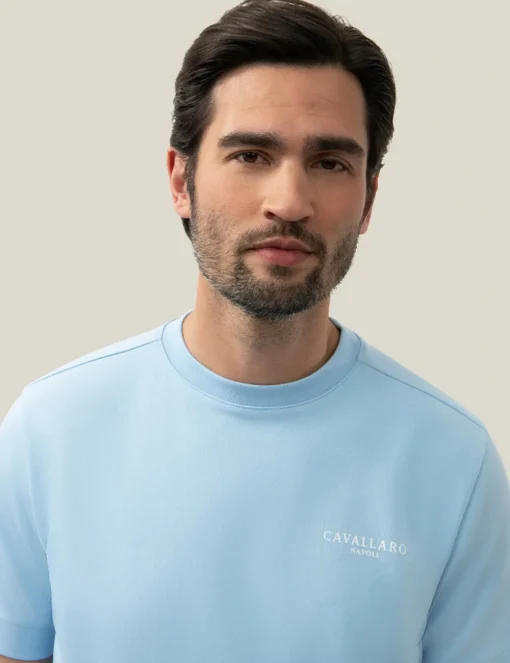Cavallaro t-shirts Slim Fit 117251016 Licht Blauw Sale