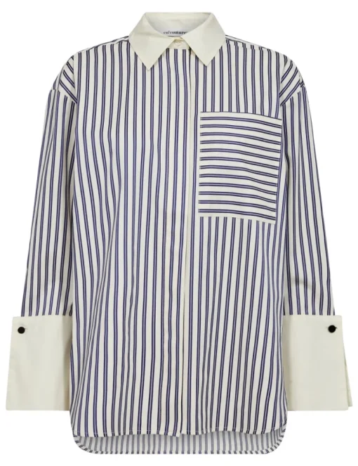 Co'Couture blouse 35878-SAMSON STRI Wit/Blauw New