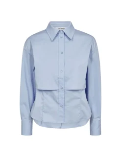 Co'Couture blouse 35675-SANDYCCDUBB Licht Blauw Fashion