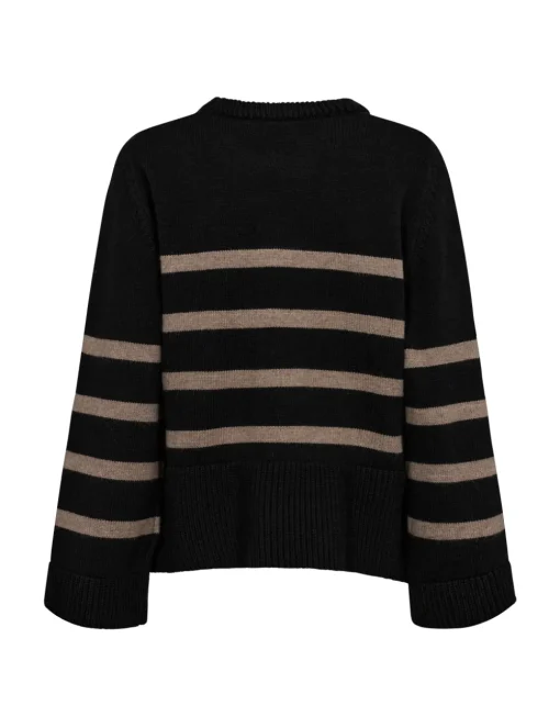 Co'Couture trui 32148-MAYA-BUTTON Zwart Fashion
