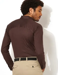 Desoto jersey overhemd Slim Fit 97028-3 Donker Bruin Online