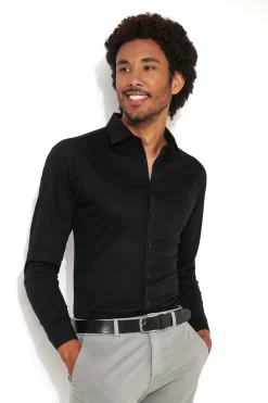 Desoto jersey overhemd Slim Fit 21028-3 Zwart Hot