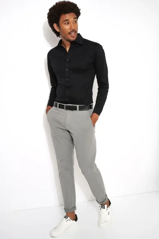 Desoto jersey overhemd Slim Fit 21028-3 Zwart Hot