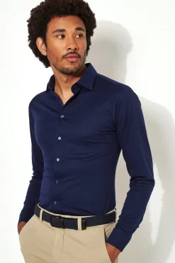 Desoto jersey overhemd Slim Fit 21028-3 Donker Blauw Online