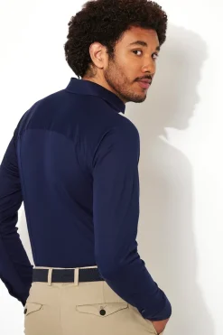 Desoto jersey overhemd Slim Fit 21028-3 Donker Blauw Online