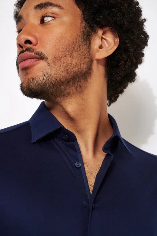 Desoto jersey overhemd Slim Fit 21028-3 Donker Blauw Online