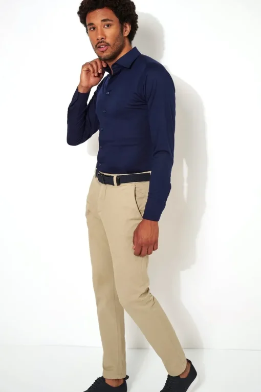 Desoto jersey overhemd Slim Fit 21028-3 Donker Blauw Online