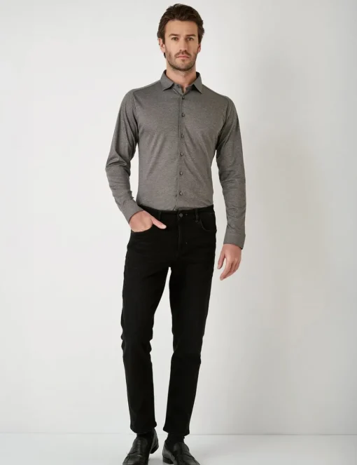 Desoto jersey overhemd Slim Fit 97028-3 Licht Grijs Outlet
