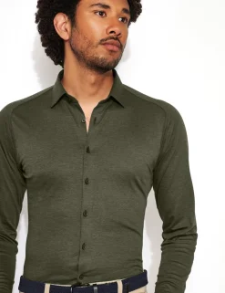 Desoto jersey overhemd Slim Fit 97028-3 Groen Online