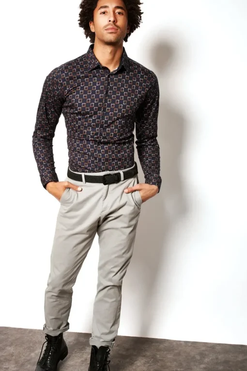 Desoto jersey overhemd Slim Fit 48028-3 Roest Discount