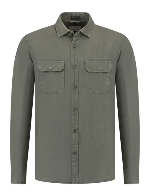 Dstrezzed linnen overhemd 303804-SS25 Taupe Best