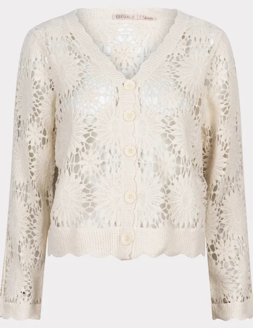 Esqualo gebreid vest HS25.18204 Khaky beige Outlet