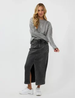 Esqualo midi rok W24.12701 Zwart Outlet