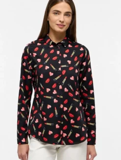 Eterna blouse 7457 D935 Zwart / Rood Outlet