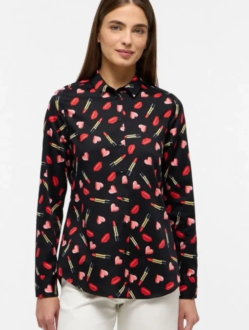 Eterna blouse 7457 D935 Zwart / Rood Outlet