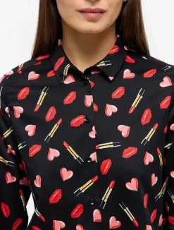 Eterna blouse 7457 D935 Zwart / Rood Outlet