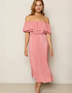 Freebird jurk Bonne Kn-Plisse-J Koraal Fashion