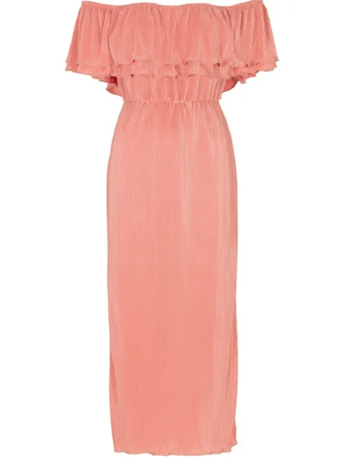 Freebird jurk Bonne Kn-Plisse-J Koraal Fashion