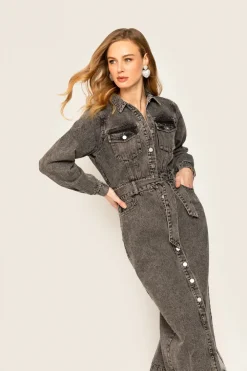 Freebird jurk Danya Denim-Studs Grijs Melange Sale