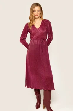 Freebird jurk Gayla Ls Jer-Plis Bordeaux Clearance