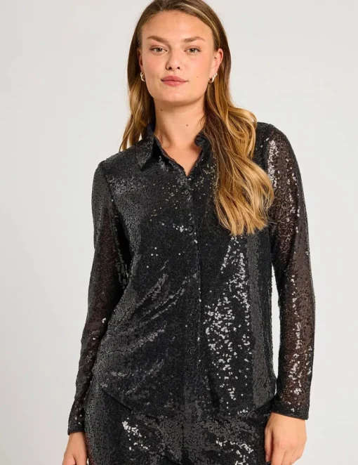 Freequent blouse 203235-BASAL-SHIR Zwart Fashion