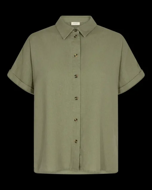 Freequent blouse 127109-LAVA-SH-SS Olijf groen Online