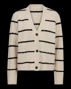 Freequent gebreid vest 205191-HARA-CAR Zwart / Beige Outlet