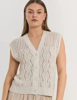 Freequent gebreid vest 206074-LIMBO WA Beige Online