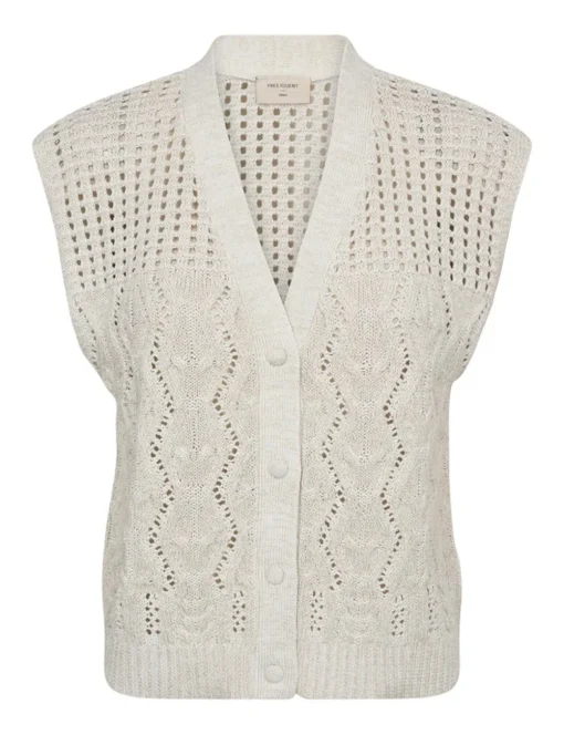 Freequent gebreid vest 206074-LIMBO WA Beige Online