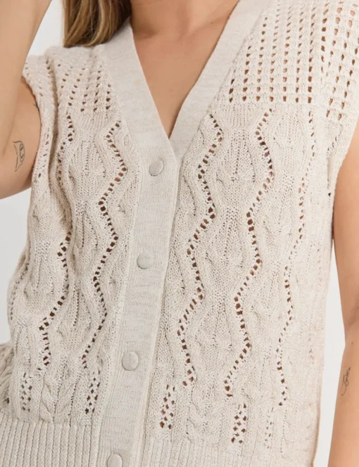 Freequent gebreid vest 206074-LIMBO WA Beige Online