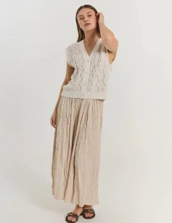 Freequent gebreid vest 206074-LIMBO WA Beige Online