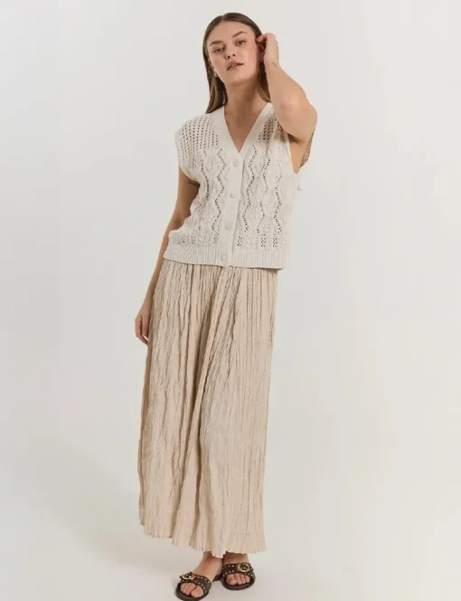 Freequent gebreid vest 206074-LIMBO WA Beige Online