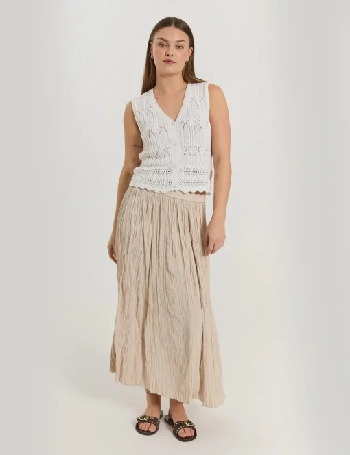 Freequent midi rok 205898-NELLO SK Beige Outlet
