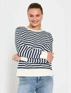 Freequent sweater 05476-FIFI-PULL Wit/Blauw Online