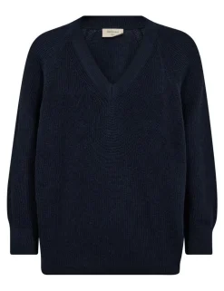 Freequent v-hals trui 205791-DOLO-PU Donker Blauw Discount