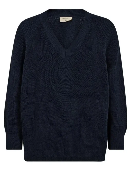 Freequent v-hals trui 205791-DOLO-PU Donker Blauw Discount