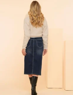 Geisha midi rok 46801-10 Grijs Melange Discount