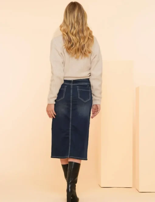 Geisha midi rok 46801-10 Grijs Melange Discount