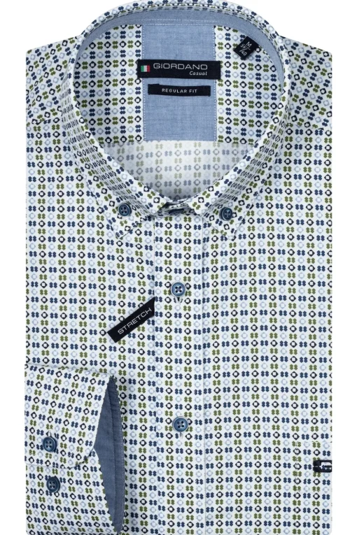 Giordano casual overhemd Regular Fit 427025 Groen Outlet