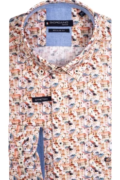 Giordano casual overhemd Regular Fit 417039 Rood Fashion