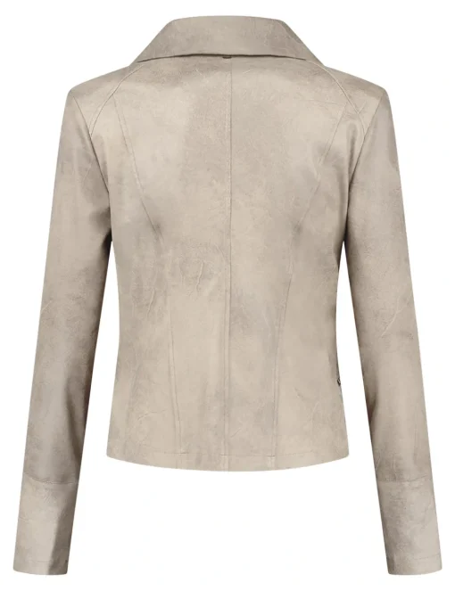 Helena Hart leren blazer 7288-zipper biker Beige Fashion